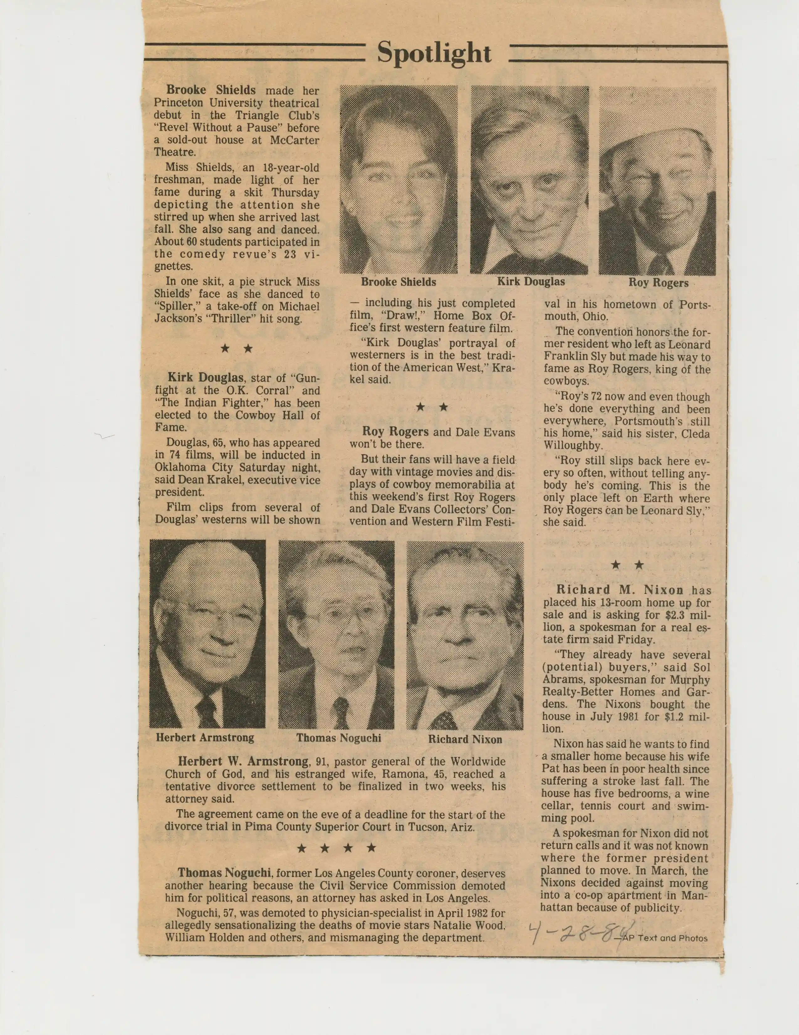 HWA Divorce,Salt Lake Tribune, SLC, UT, 4-28-84